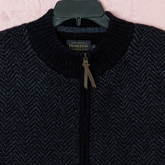Pendleton 100% Washable Shetland Wool Blue Full Zip Vest Jacket size XL - Picture 2 of 7